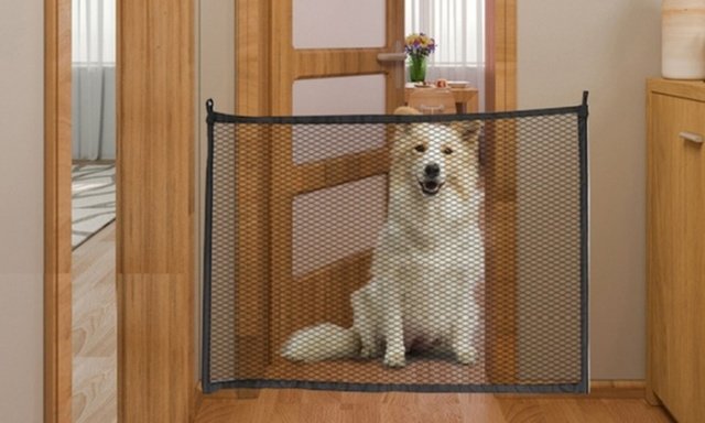 Retractable dog gate for home